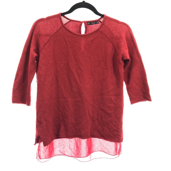 Zara knit 3/4 sleeve red top blouse size small - Picture 1 of 6